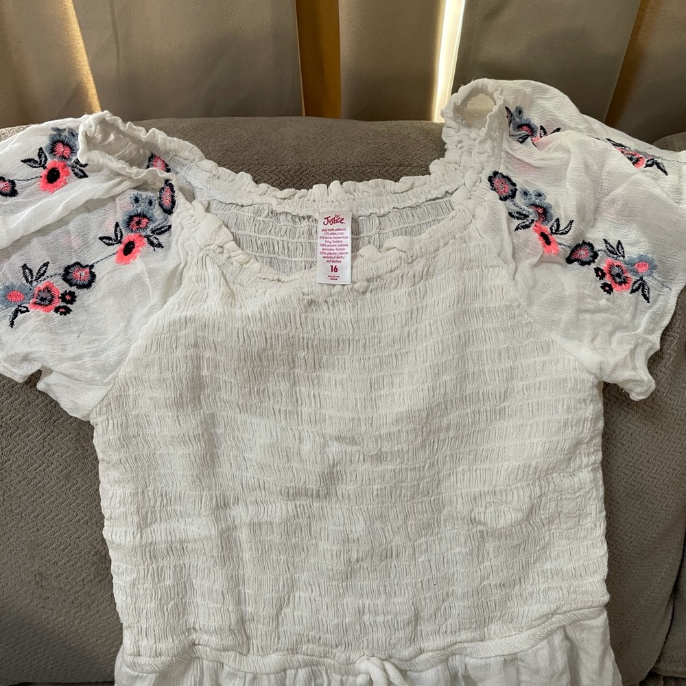 Girls justice white romper